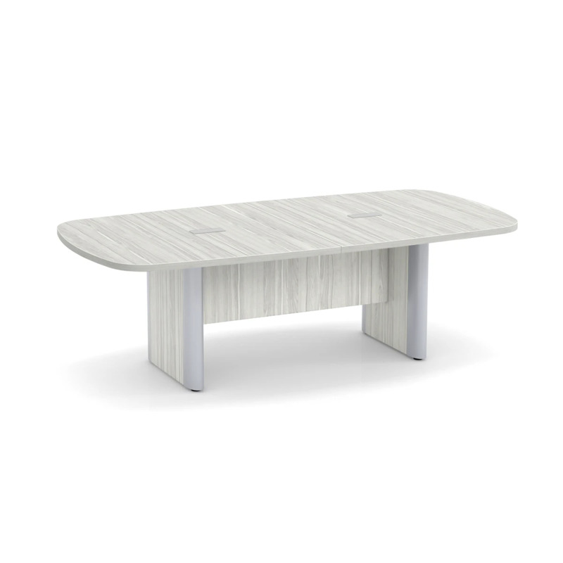 Classic Plus Arena 8 Ft Conference Table - Silver Birch with Silver Metal Accents