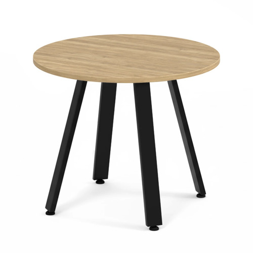 Signature Round Meeting Table 36" - Aspen with Black Metal Legs