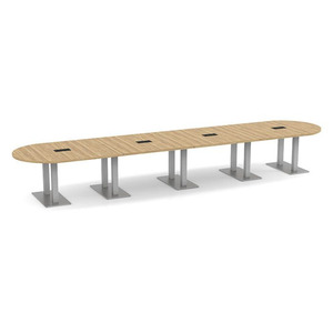 PALRT3216N - 18 ft. Classic Racetrack Conference Table with Brushed Silver Palmer Base