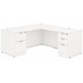 CLALD2040- Classic L-Shape Desk 66" W x 30" D with 42" Return and 2 Full Pedestals- White