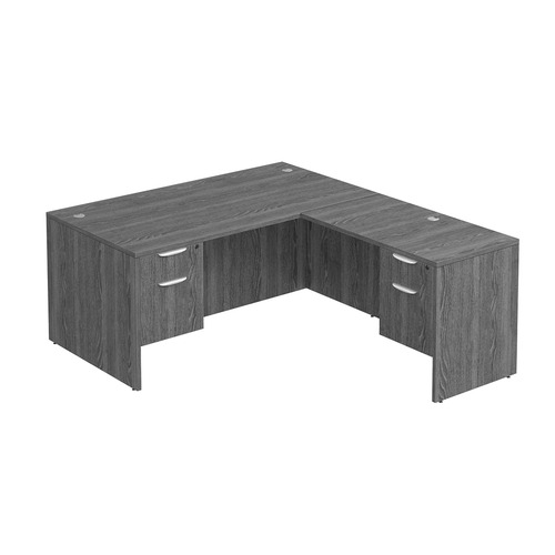 Classic L-Shape Desk 72" x 66" with 2 Box/File Pedestals - Newport Grey
