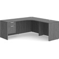Classic L-Shape Workstation 71" x 71" with Right Hand Return and Box/File Pedestal - Newport Grey