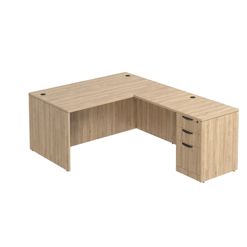 Classic L-Shape Desk 77" x 60" with Box/Box/File Pedestal - Aspen