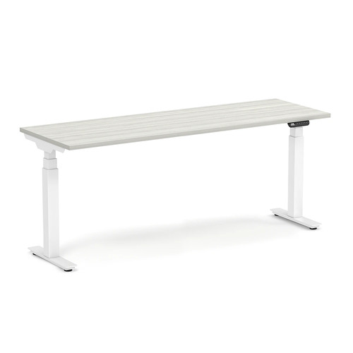 Enhance Electric Height-Adjustable Desk 24" X 72" - Silver Birch with White Base