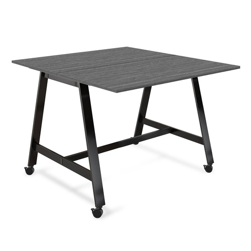Signature Bistro Benching Table 60" x 60" - Newport Grey with Black Legs