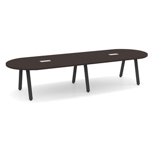 12ft Racetrack, Signature Conference Table: Black Metal Base, Espresso Top