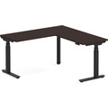 Enhance Electric Height-Adjustable L-Shape Desk 60" X 60" - Espresso with Black Base
