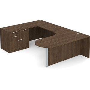 CLAUD1007L Executive Bullet U-Shape Typical 71" X 101" Desk- Modern Walnut/Silver
