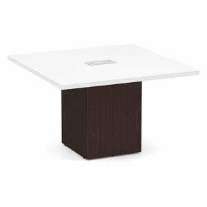 CUBSQ2139N 4ft Square Conference Table with Cube Base - White top, Espresso base