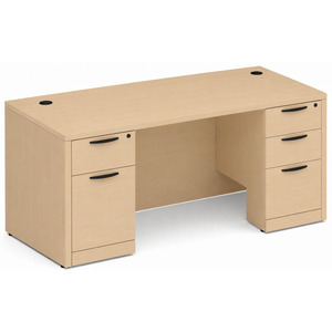CLASD1028- Classic Desk 66" W x 30" D with Two Full Pedestals- Maple