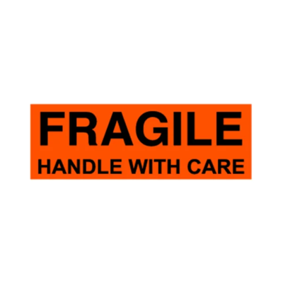 Fragile Handle With Care Label - 2" x 5" - Fluorescent Red