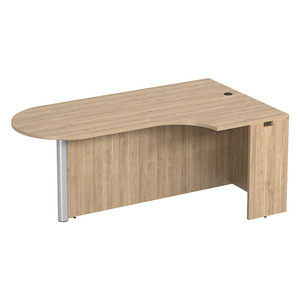 PL133R CORNER EXT. BULLET DESK w/POST - RIGHT- Aspen & Silver