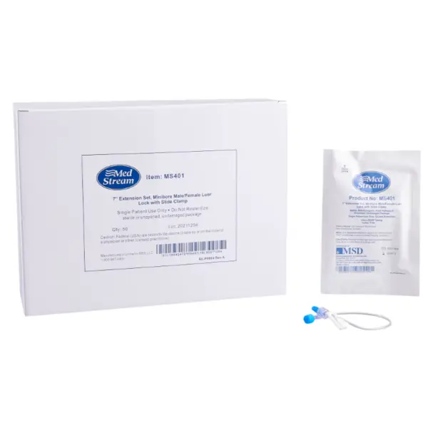 IV Extension Set, Small Bore, M/F LL, 0.2mL Priming Volume, 7" Tubing, McKesson MS401