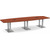 12' Classic Boat Shape Conference Table with Palmer Base - Cherry Top, Silver Brushed Base