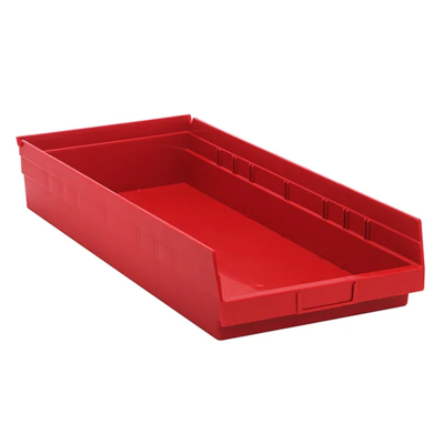 Shelf Bin - Plastic - 11-1/8" x 23-5/8" x 4" - 50 lb Capacity - Red