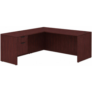 CLALD1041- Classic L-Shape Desk 71" W x 30" D with 47" Return and Box/File Pedestal- Mahogany