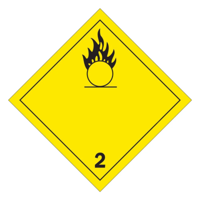 Oxygen Placard - 10-3/4" x 10-3/4" - Adhesive Vinyl - Class 2.2