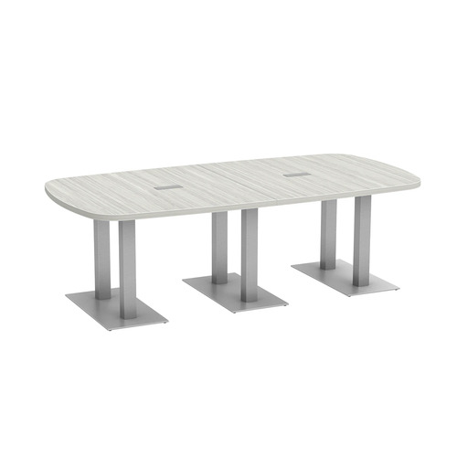 Arena Conference Table 8 Ft with Palmer Brushed Double Base - Silver Birch