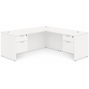 CLALD1047- Classic L-Shape Desk 71" W x 36" D with 47" Return and 2 Box/File Pedestals- White