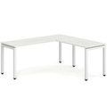 Elements L-Shape Desk 60" x 60" x 24"D - Silver Birch with White Legs