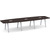 14' Boat Shape, Signature Conference Table: Espresso Top, Silver Metal VA Leg