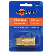 6-Ball Brass Coupler (1/4" Body, 3/8" Female NPT) Blister Pack