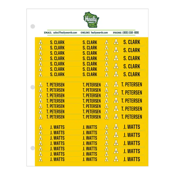 Hanger ID Adhesive Sticker Sheets