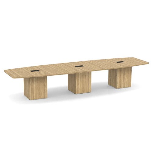 Boat-Shape Conference Table 14 Ft with Cube Base - Aspen