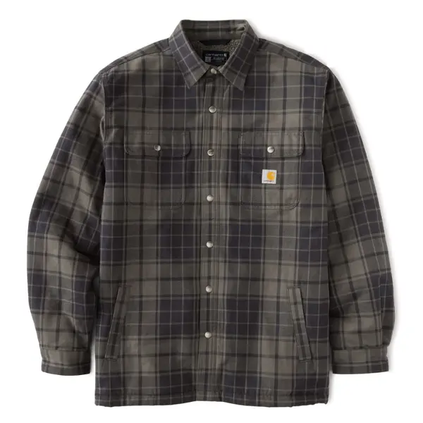 CARHARTT 107017 - Relaxed Fit Flannel Sherpa-Lined Shirt Jac - Navy/Shadow