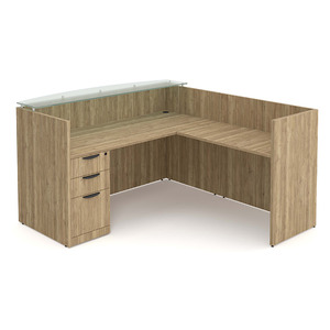 CLALD1053NAPNAPN, 71"x78" L Shape Reception Station with Glass Transaction Top - Aspen