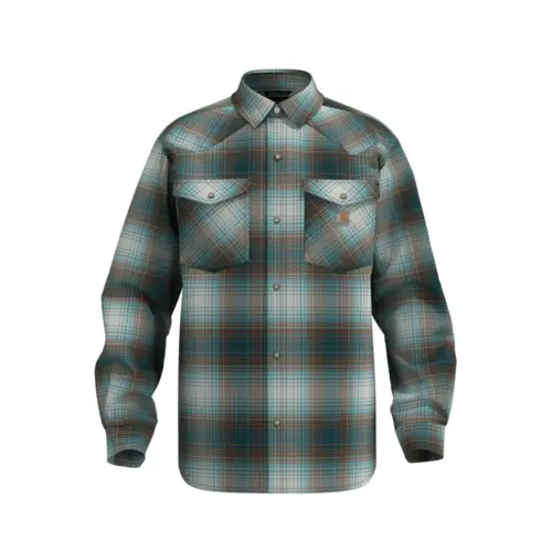 CARHARTT 107016 - Montana Rugged Flex™ Relaxed Fit Lightweight Long-Sleeve Snap-Front Plaid Shirt - Dark Harbor Teal