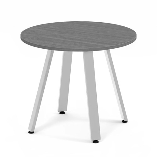 Signature Round Meeting Table 36" - Newport Grey with Silver Metal Legs