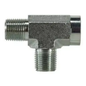 Pipe Run Tee, 1/8 in MPT x 1/8 in FPT x 1/8 in MPT, Steel