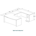Classic U-Shape Bowfront Executive Workstation 107" x 71" Right Hand with Box/Box/File Pedestal - Cherry