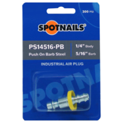 Industrial Steel Air Plug (1/4" Plug, 5/16" Push On Barb) Blister Pack
