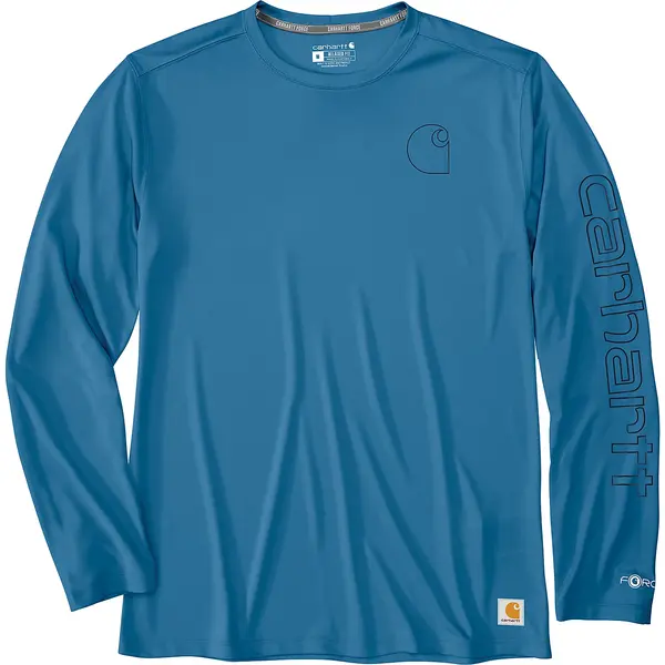 CARHARTT 106164 - FORCE SUN DEFENDER™ LIGHTWEIGHT LONG-SLEEVE LOGO GRAPHIC T-SHIRT - HORIZON BLUE HEATHER