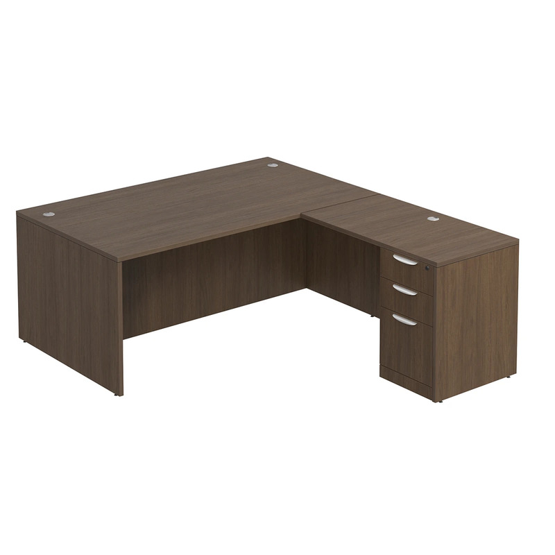 Classic L-Shape Desk 78" x 71" with Box/Box/File Pedestal - Modern Walnut