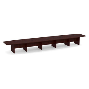 22ft Boat Shape, slab base Conference Table: MAHOGANY 