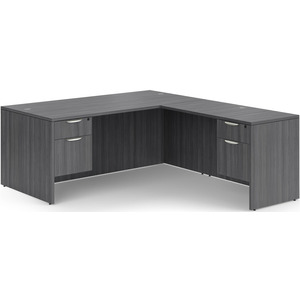 CLALD2035- Classic L-Shape Desk 60" W x 30" D with 42" Return and 2 Box/File Pedestals- Newport Gray