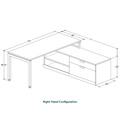 Elements L-Shape Workstation 71" x 72" x 30"D with Storage Credenza - White with Silver Legs
