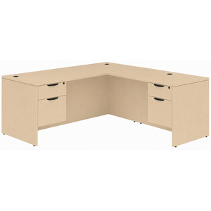 CLALD1039- Classic L-Shape Desk 66" W x 30" D with 47" Return and 2 Box/File Pedestals- Maple