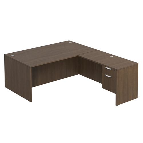 Classic L-Shape Desk 83" X 71" with Box/File Pedestal - Modern Walnut
