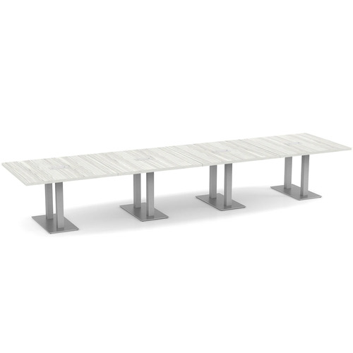 Classic Conference Table 16 Ft with Palmer Brushed Double Base - Silver Birch
