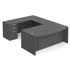 CLAUD2002 Executive Bowfront 71" x 112" Desk- Coastal Grey