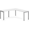 Elements Radius Desk 72" x 72" with Left Return - White with Silver Legs