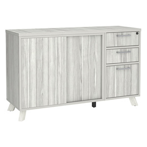 PL245 - FLEX CREDENZA W/PEDESTAL AND CABINET - Silver Birch