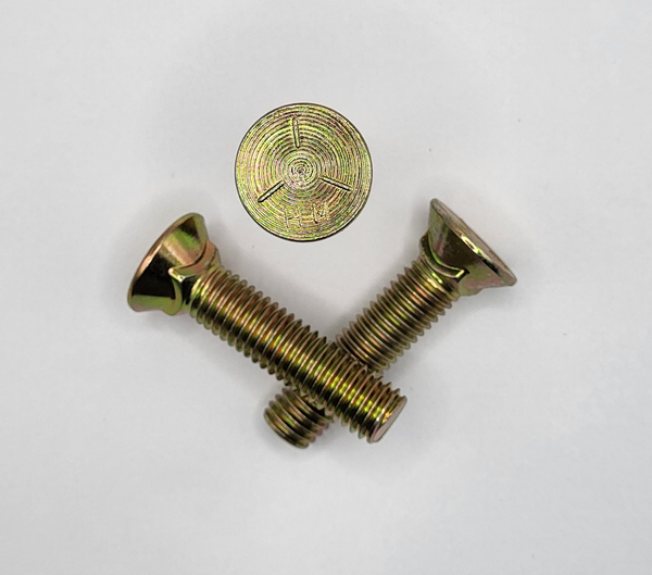 1/2" - 13 X 2 1/4" #3 FLAT HEAD PLOW BOLT SAE J429 GR 5 ZINC YELLOW