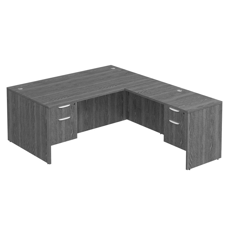 Classic L-Shape Desk 83" X 71" with 2 Box/File Pedestals - Newport Grey
