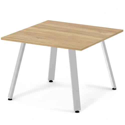 Signature Square Meeting Table 42" - Aspen with Silver Metal Legs