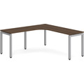 Elements Radius Desk 72" x 72" with Left Return - Modern Walnut with Silver Legs